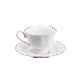 Aparelho de Jantar Maldivas Branco com Fio de Ouro - Serve 06 pessoas