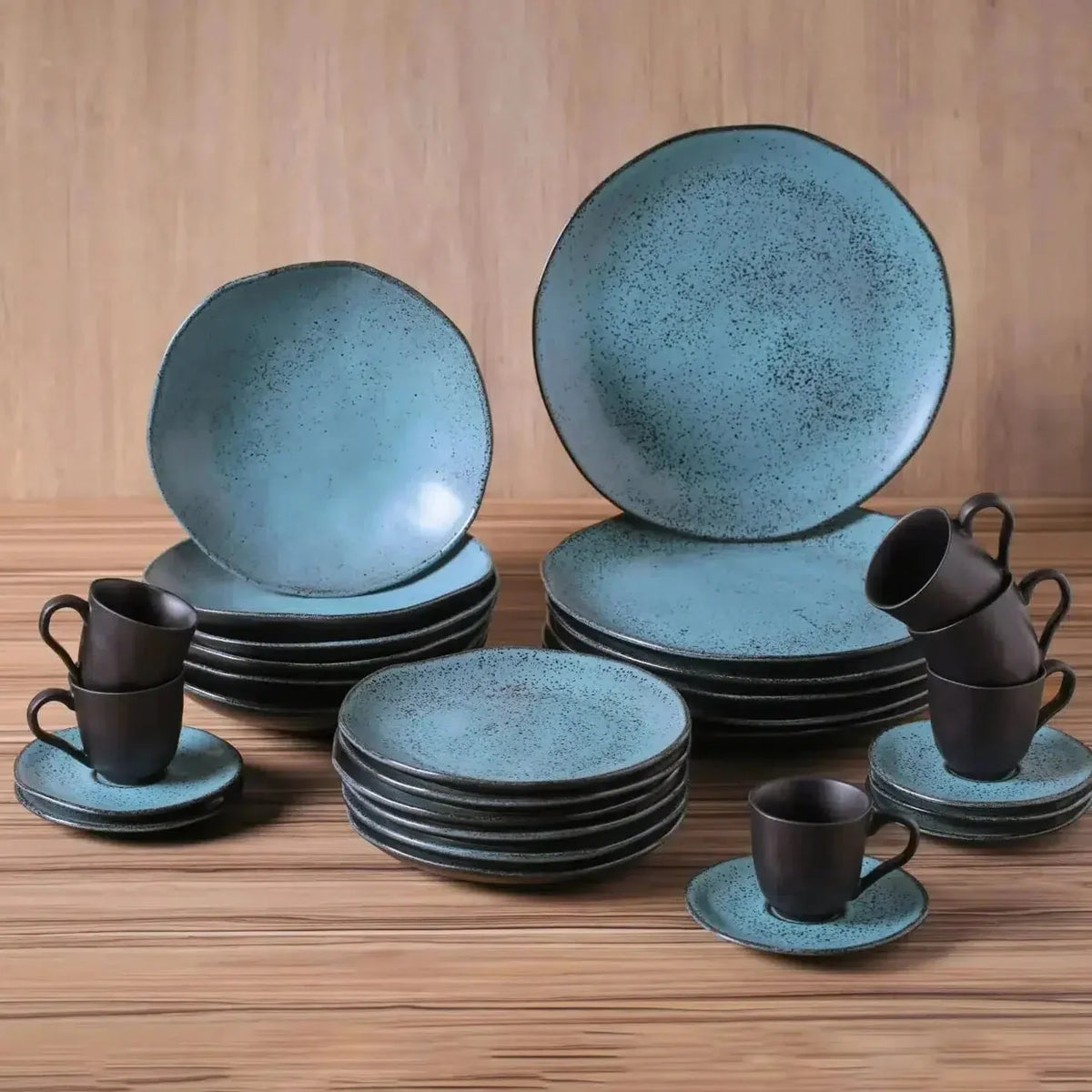 Aparelho de Jantar Stoneware Orgânico Petroleum/Night Sky - Serve 06 pessoas