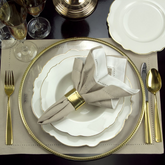 Aparelho de Jantar Maldivas Branco com Fio de Ouro - Serve 06 pessoas