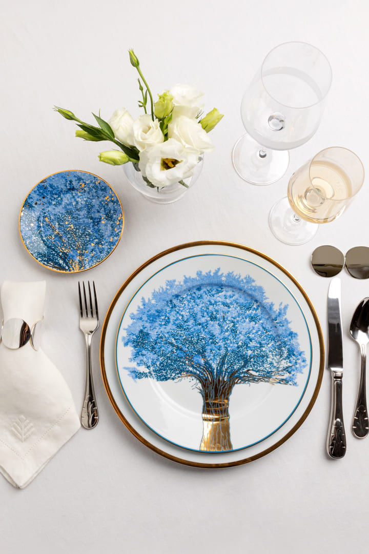 Linha Mesa Posta Brasil FLORES AZUL - Serve 06 pessoas (Pré-venda)